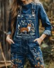Respect The Locals Fox Floral Embroidered Denim Overalls Respect The Locals Fox Floral Embroidered Denim Overalls