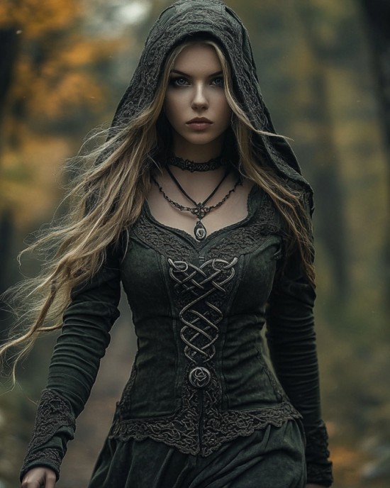 Women's Viking Jacquard Celtic Knot Art Hooded Women's Viking Jacquard Celtic Knot Art Hooded