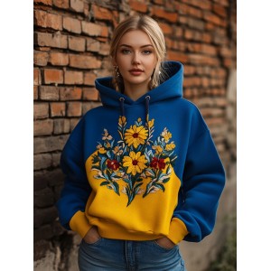 Ukraine Floral Embroidered Casual Hoodie