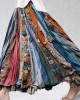 Boho Colorful Textile Flowy Linen Blend Wide Skirt Boho Colorful Textile Flowy Linen Blend Wide Skirt