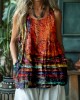 Colorful Boho Patchwork Flowy Linen Tank Top