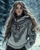 Women's Viking Runes Jacquard Celtic Knit Hooded Sweater Women's Viking Runes Jacquard Celtic Knit Hooded Sweater