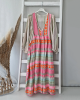Vintage Colorful Linen Blend Midi Dress Vintage Colorful Linen Blend Midi Dress