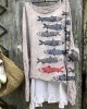 Women's Japanese Art Fish Embroidery Linen Blend Shirt