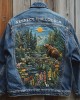 Respect The Locals Bear Landscape Embroidered Denim Jacket