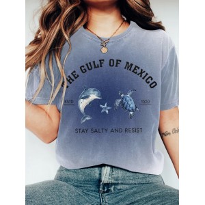 Gulf Of Mexico In Gradient Vintage Women's Washed T-shirt