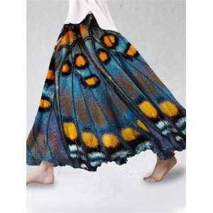 Glitter Butterfly Wings Art Flowy Wide Skirt