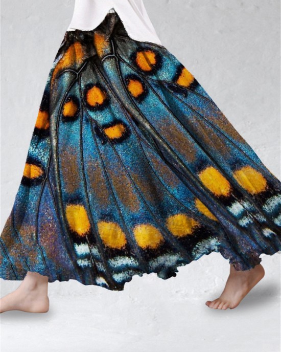 Glitter Butterfly Wings Art Flowy Wide Skirt Glitter Butterfly Wings Art Flowy Wide Skirt