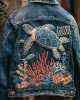 Foxtrot Data Tango Gulf Of Mexico Turtle Coral Embroidered Denim Jacket Foxtrot Data Tango Gulf Of Mexico Turtle Coral Embroidered Denim Jacket