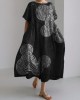 Sea Waves Ripples Japanese Lino Art Linen Blend Maxi Dress Sea Waves Ripples Japanese Lino Art Linen Blend Maxi Dress