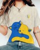 Hug Of Love Abstract Cat Graphics Ukraine Inspired Printed T-shirt Hug Of Love Abstract Cat Graphics Ukraine Inspired Printed T-shirt