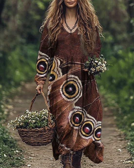 Forest Butterfly Wings Art Flowy Linen Blend Maxi Dress Forest Butterfly Wings Art Flowy Linen Blend Maxi Dress