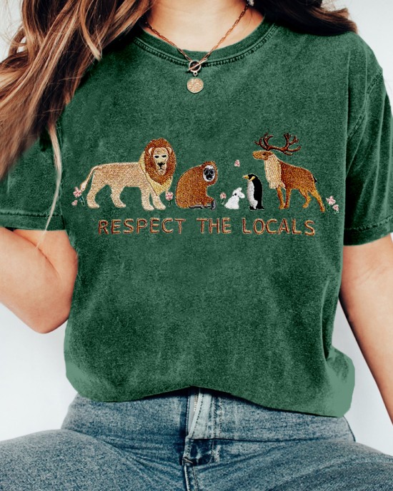 Respect The Locals Embroidered Vintage Cozy T Shirt Respect The Locals Embroidered Vintage Cozy T Shirt
