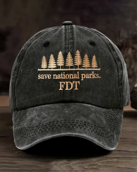 Retro Save National Parks Fdt Printed Baseball Cap Retro Save National Parks Fdt Printed Baseball Cap