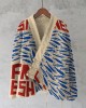 Vintage Fish Sardines Art Painting Pattern Fleece Kimono Cardigan Vintage Fish Sardines Art Painting Pattern Fleece Kimono Cardigan