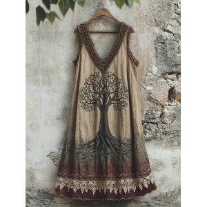Tribal Viking Celtic Knot Gradient Art Linen Tank Dress