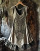 Tribal Life Of Tree Lace Contrast Color Art Linen Tank Dress Tribal Life Of Tree Lace Contrast Color Art Linen Tank Dress