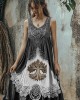 Vintage Tribal Viking Tree Of Life Celtic Knot Linen Blend Tank Midi Dress Vintage Tribal Viking Tree Of Life Celtic Knot Linen Blend Tank Midi Dress