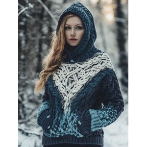 Vintage Totem Tribal Pattern Women's Hooded Sweater
