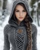 Women's Viking Style Knitted Cozy Hooded Sweater