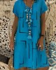Geometric Pattern V Neck A Line Midi Dress Geometric Pattern V Neck A Line Midi Dress