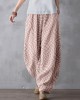 Wavy Checkerboard Pattern Linen Blend Comfy Pants