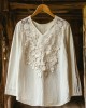 Women's Retro Floral Lace Embroidery Art V-neck Shirt Women's Retro Floral Lace Embroidery Art V-neck Shirt