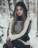 Women's Viking Tribal Jacquard Celtic Chunky Inspired Knit Hooded Sweater