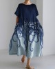 Ocean Octopus Japanese Art Linen Blend Casual Dress Ocean Octopus Japanese Art Linen Blend Casual Dress