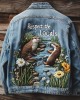 Retro Respect The Locals Minase At Play Embroidered Art Denim Jacket