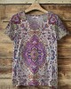 Women's Hippie Print V-neck T-shirt