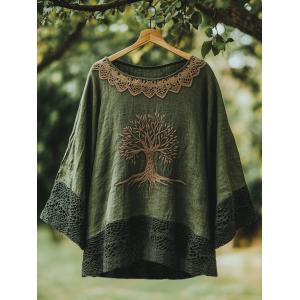Women's Celtic Mythical Tree Of Life Lace Pattern T-shirt