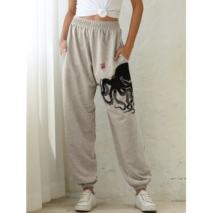 Octopus Japanese Lino Art Cozy Sweatpants