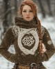 Women's Viking Tribal Jacquard Celtic Inspired Chunky Knit Hooded Sweater Women's Viking Tribal Jacquard Celtic Inspired Chunky Knit Hooded Sweater