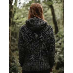 Women's Viking Tribal Bird Celtic Knotwork Hooded Sweater