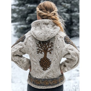 Women's Viking Tribal Tree Of Life Celtic Knotwork Hooded Sweater