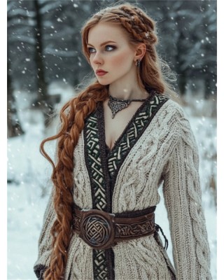 Medieval Contrast Hem Cable Knit Cozy Long Cardigan