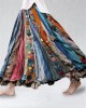 Boho Colorful Textile Flowy Linen Blend Wide Skirt Boho Colorful Textile Flowy Linen Blend Wide Skirt