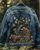 Respect The Locals Bears Floral Embroidered Denim Jacket