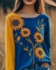 Women's Ukrainian Sunflower Color Block Art Linen Shirt Women's Ukrainian Sunflower Color Block Art Linen Shirt