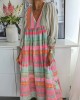 Vintage Colorful Linen Blend Midi Dress Vintage Colorful Linen Blend Midi Dress