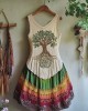 Vintage Tribal Celtic Knot Life Of Tree With Rainbow Patchwork Art Linen Tank Dress Vintage Tribal Celtic Knot Life Of Tree With Rainbow Patchwork Art Linen Tank Dress