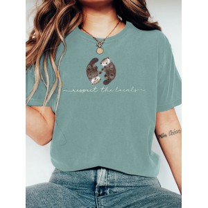 Respect The Locals Forest Water Otters Embroidered Comfy T Shirt