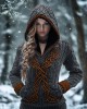 Women's Viking Celtic Knot Jacquard Knit Hooded Sweater