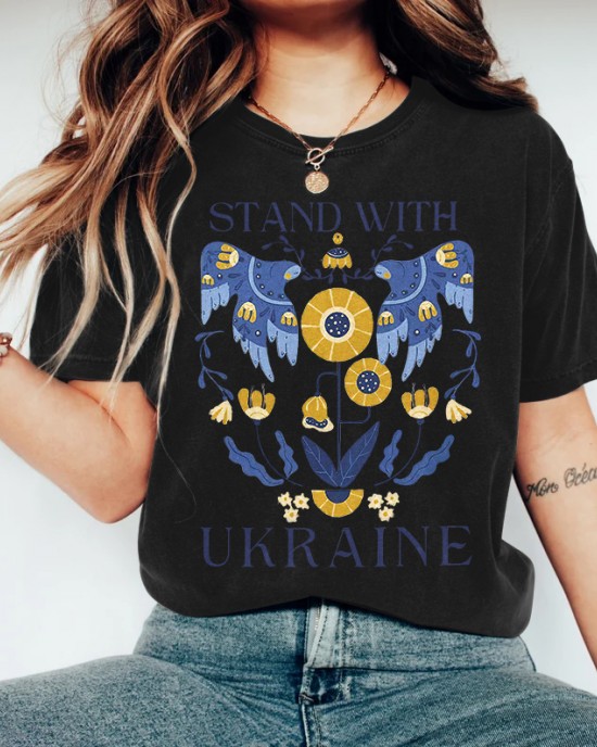 Retro Stand With Ukraine Pattern Casual T Shirt Retro Stand With Ukraine Pattern Casual T Shirt