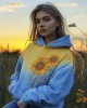 Ukrainian Sunflower Embroidery Yellow And Blue Gradient Women's Hoodie Ukrainian Sunflower Embroidery Yellow And Blue Gradient Women's Hoodie