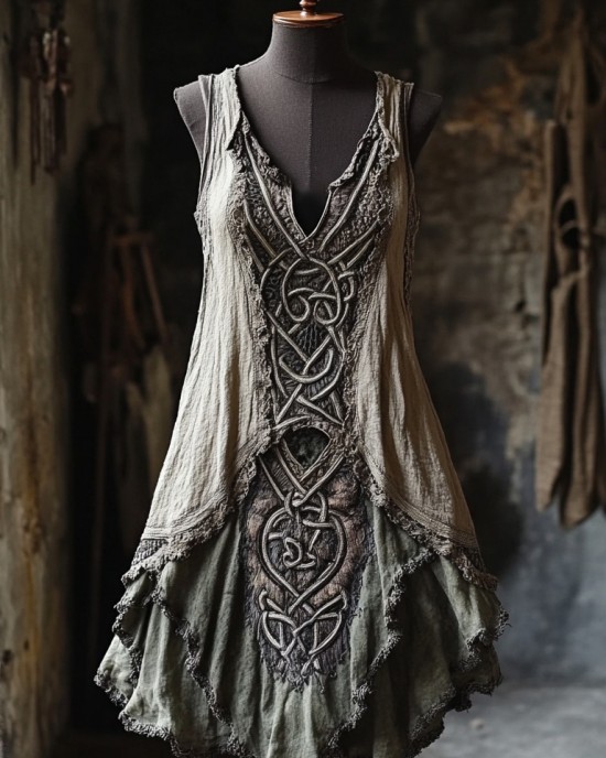 Vintage Tribal Lace Patchwork Comfy Linen Tank Dress Vintage Tribal Lace Patchwork Comfy Linen Tank Dress