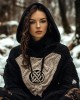 Women's Viking Tribal Jacquard Celtic Inspired Knit Hooded Sweater