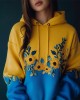 Ukraine Classy Floral Embroidered Contrast Color Hoodie Ukraine Classy Floral Embroidered Contrast Color Hoodie