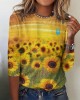 Ukrainian Sunflower Print Long-sleeved T-shirt Ukrainian Sunflower Print Long-sleeved T-shirt